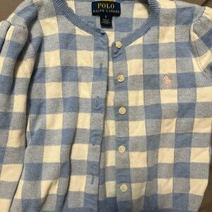 Polo by Ralph Lauren Blue and Cream Checkered Cardigan